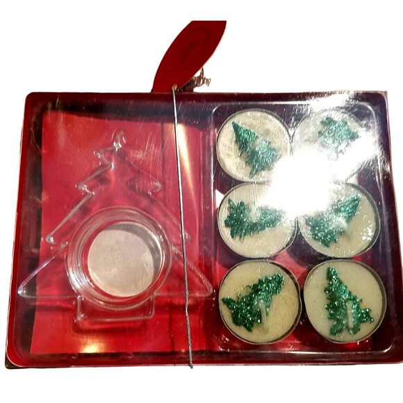 Candles 12 Christmas Tree Design Tea Light Candles and 2 Christmas 3 1/2"  Tree - Picture 7 of 8